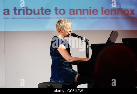 Annie Lennox suona alla cena di gala della Croce Rossa "Tribute to Annie Lennox" e concerto presso la Guildhall di Londra. Foto Stock