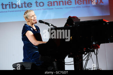 Annie Lennox suona alla cena di gala della Croce Rossa "Tribute to Annie Lennox" e concerto presso la Guildhall di Londra. Foto Stock