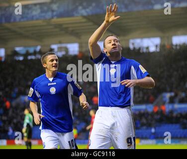 Calcio - Coca-Cola Football League Championship - Leicester City / Ipswich Town - The Walkers Stadium. Steve Howard di Leicester City (a destra) celebra dopo aver segnato l'equalizzatore Foto Stock