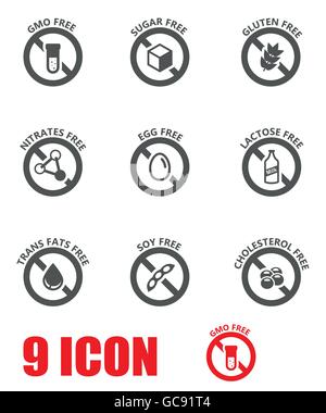 Nero vettore alimentare etichette alimentari icona impostare Illustrazione Vettoriale