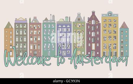 Benvenuto ad Amsterdam. Illustrazione Vettoriale Eps 10 Illustrazione Vettoriale