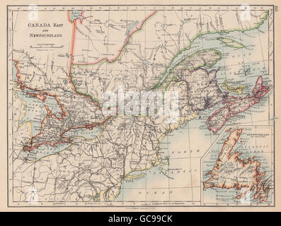 CANADA orientale. Ontario Quebec Maritime Provinces NB PE NS. JOHNSTON, 1897 Mappa Foto Stock