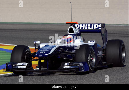 Williams' Rubens Barrichello durante la sessione di test di Formula uno al circuito de la Comunitat Valenciana Ricardo Tormo, Valencia, Spagna. Foto Stock