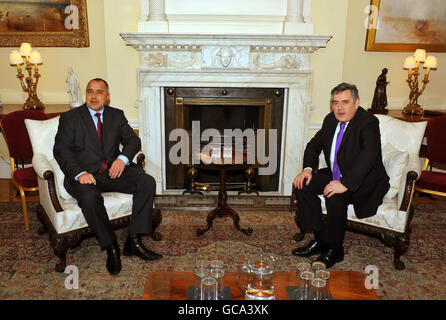 Gordon Brown incontra Boyko Borisov Foto Stock