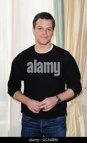 Matt Damon durante una fotocellula per promuovere il nuovo film Green zone a Claridges a Londra. Foto Stock