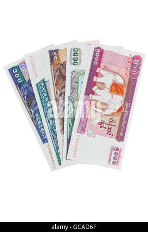 Myanmar banconote in varie denominazioni Foto Stock