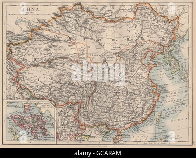 Impero cinese. Cina Asia Orientale Tibet Mongolia Turkestan Orientale Corea, 1897 Mappa Foto Stock