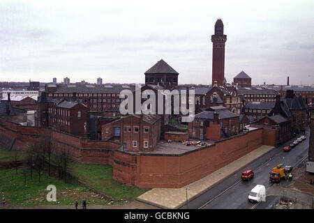 Crimine - Strangeways Prison Riot - Manchester. Prigione di Strangeways a Manchester dopo la sommossa. Foto Stock