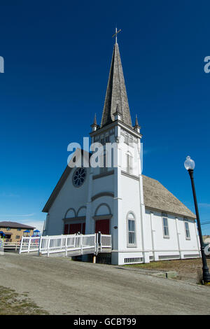 Alaska, Nome. Il centro di nome, incudine City Square (407 Bering San) Vecchia San Giuseppe Hall, la vecchia chiesa cattolica romana c. 1901. Foto Stock