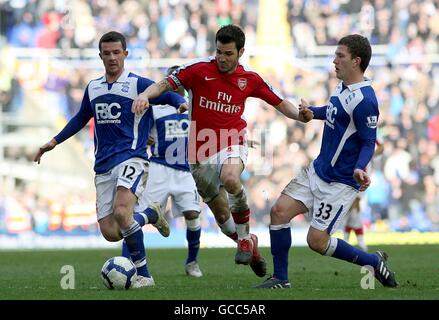 Calcio - Barclays Premier League - Birmingham City / Arsenal - St Andrews' Stadium. Francesc Fabregas (centro) dell'Arsenal batte per la palla con Barry Ferguson di Birmingham (a sinistra) e Craig Gardner Foto Stock