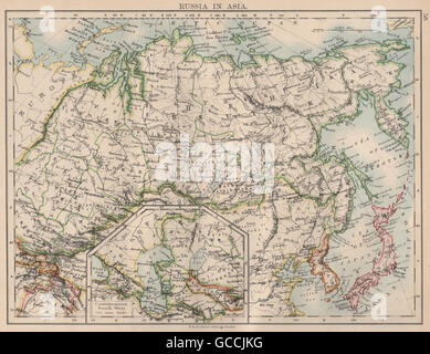 La RUSSIA IN ASIA. La Siberia. In Asia centrale. Mar Caspio Irkutsk. JOHNSTON , 1897 mappa Foto Stock