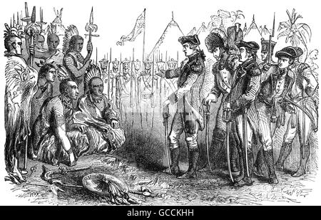 Il generale John Burgoyne (1722 - 1792) era un ufficiale dell'esercito britannico, politico e drammaturgo, meglio conosciuto per il suo ruolo nella guerra rivoluzionaria americana quando ha ricevuto supporto dai nativi americani durante la campagna di Saratoga. Foto Stock