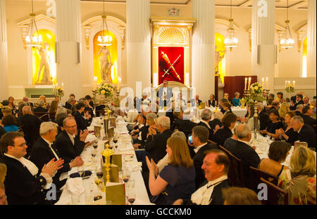 Lord Cancelliere e giustizia segretario Michael Gove parla durante la cena di Sua Maestà, Giudici ospitato dal Sindaco della città di Londra, Jeffrey Mountevans, presso la Mansion House nel centro di Londra. Foto Stock