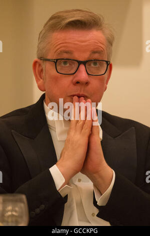 Lord Cancelliere e giustizia segretario Michael Gove durante la cena di Sua Maestà, Giudici ospitato dal Sindaco della città di Londra, Jeffrey Mountevans, presso la Mansion House nel centro di Londra. Foto Stock