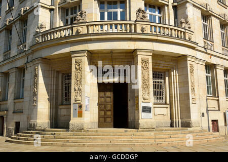 Ingresso al Runde Ecke edificio sul Dittrichring street, Lipsia, Germania Foto Stock
