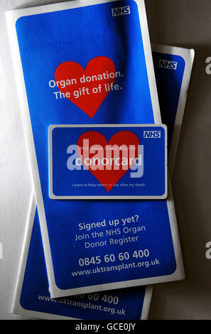 Donatore di organi gaffe di registro Foto Stock