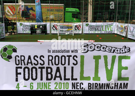 Calcio - Grass Roots Football Live Launch Event - Brindley Place - Birmingham. Vista generale della segnaletica per l'evento Grass Roots Football Live al NEC di Birmingham Foto Stock