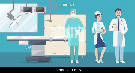Vettore chirurgia piatto scena Illustrazione Vettoriale