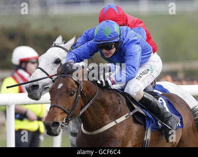 Hurricane Fly indovinato da Paul Townend continua a vincere il Rabbo Bank Champion HURDLE durante il Punchestown Festival all'ippodromo di Punchestown, Dublino, Irlanda. Foto Stock