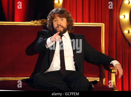 JLC durante le riprese del canale 5 chat show Justin Lee Collins: Good Times, al Rivoli Ballroom di Brockley, Londra del sud. Foto Stock