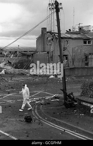 I guai - Bomba - RUC edificio - Moira, County Down, Irlanda del Nord Foto Stock