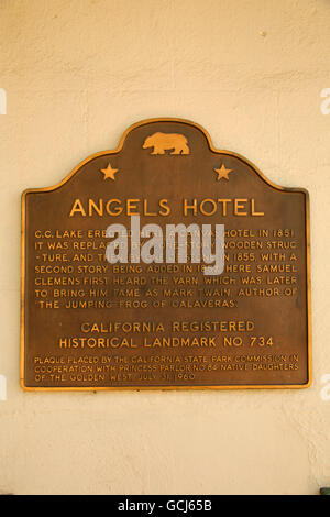 Angeli Hotel storia marcatore, Angels Camp, California Foto Stock