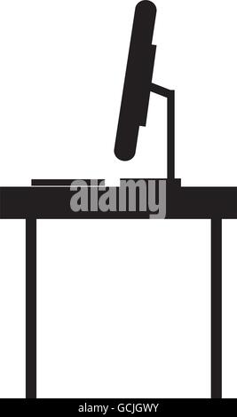 Scrivania con computer icona del profilo Illustrazione Vettoriale