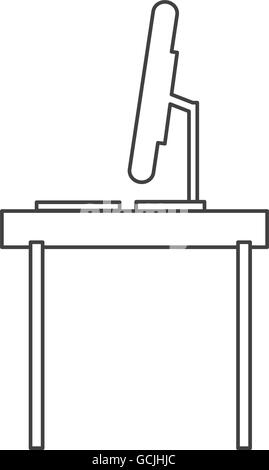 Scrivania con computer icona del profilo Illustrazione Vettoriale