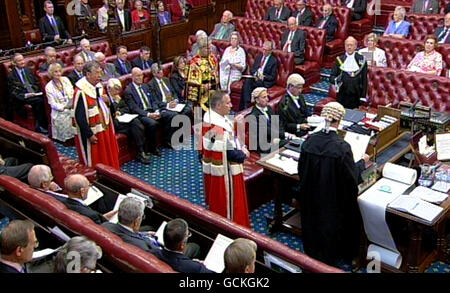 L'ex direttore della Commissione per le denunce sulla stampa Guy Black prende il suo posto nella Camera dei Lord, Londra, come membro conservatore. Foto Stock