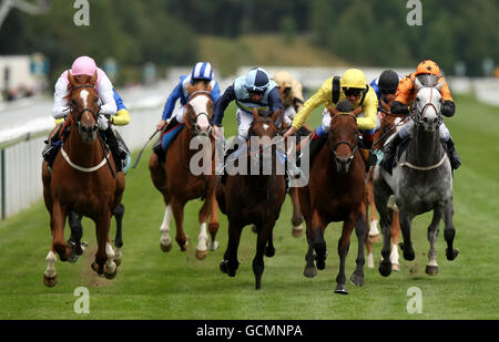 Corse di cavalli - Yorkshire Ebor Festival - totesport Ebor Day - York Racecourse. Sondaggio di opinione (giallo) indetto da Frankie Dettori sulla strada per vincere la Weatherbys Insurance Lonsdale Cup Foto Stock