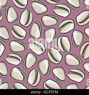 Vettore di pistacchi seamless pattern. Collezione inciso. Illustrazione Vettoriale