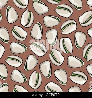 Vettore di pistacchi seamless pattern. Collezione inciso. Illustrazione Vettoriale