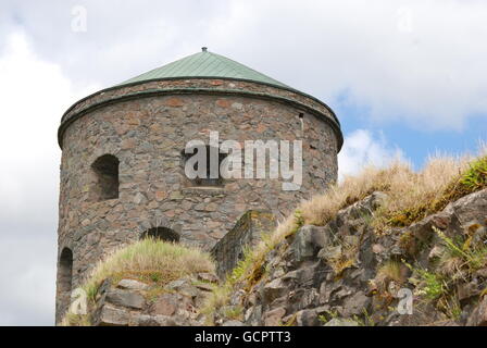 Torre far Hatt a Bohus Fortezza, Nordic Historic Site, più di 700 anni, invano assediato più volte Foto Stock