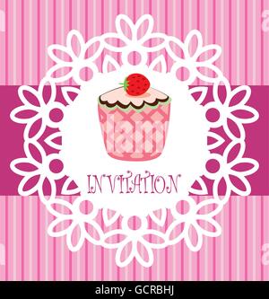 Vettore cupcake retrò card Illustrazione Vettoriale
