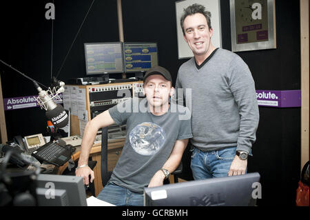 Simon Pegg visite Radio assoluto - Londra Foto Stock