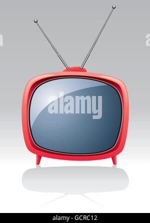 Vector retro rosso set tv Illustrazione Vettoriale