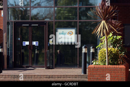 Una visione generale dell'ingresso del National Institute of Biological Standards and Control dell'Agenzia per la protezione della salute, a South Minns, Hertfordshire. Foto Stock