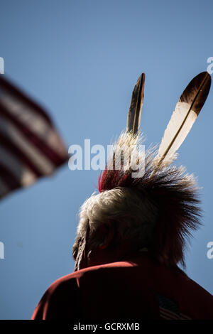 Onorato veterano a Kiowa Blackleggings società guerriera Pow-wow. Anadarko, Oklahoma, U.S.A. Foto Stock