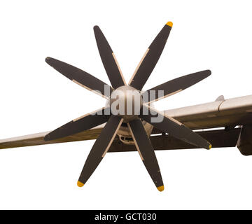 Piano ala con elica isolata su sfondo bianco Foto Stock