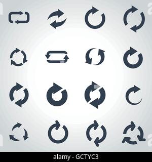 Vettore di aggiornamento nero icona impostare Illustrazione Vettoriale