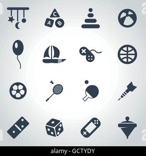 Vettore giocattoli nero icona impostare Illustrazione Vettoriale