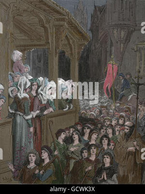 La crociata dei bambini. 1212. Incisione di Gustave Dore (1832-1883). Foto Stock