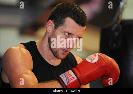 **** Carl Froch durante i media work out presso l'English Institute of Sport di Sheffield. Foto Stock