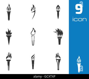 Vettore Torcia nera set di icone Illustrazione Vettoriale
