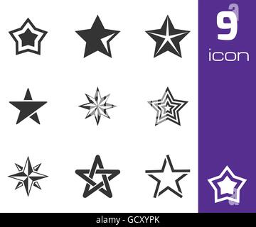 Vector stelle nere set di icone Illustrazione Vettoriale