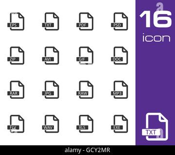 Nero del vettore formato file set di icone Illustrazione Vettoriale
