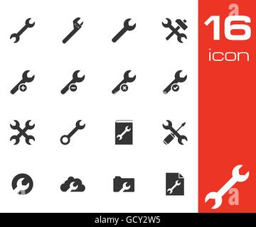 Vettore impostazioni nero chiave set di icone Illustrazione Vettoriale