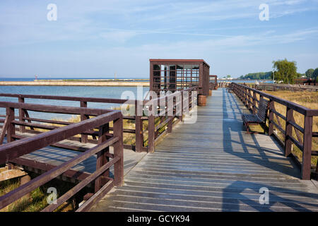 Lungomare promenade affacciato sul Mar Baltico, penisola di Hel, Polonia Foto Stock