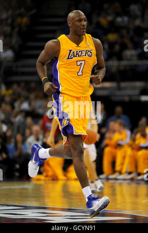 Los Angeles Lakers Lamar Odom (7) è imbrattata di New York Knicks ...