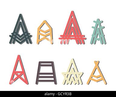 Lettera A maiuscola creative design logo emblema set di vettore Illustrazione Vettoriale